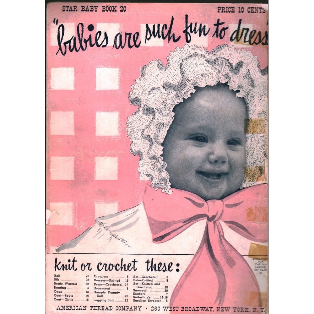 Vintage 1940s Star Baby Book 20 Knit Crochet Patterns American Thread Company